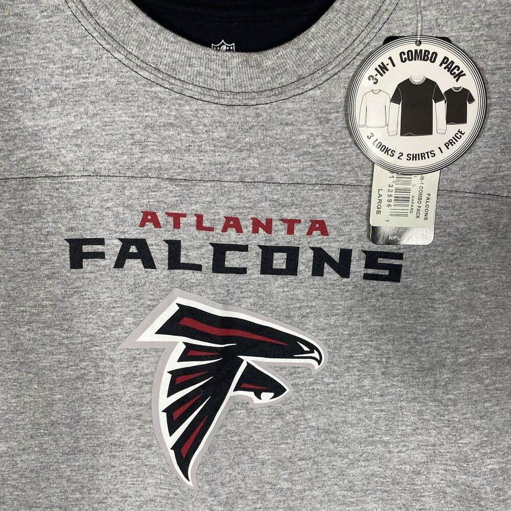 NFL Atlanta Falcons 3-in-1 Combo Pack Grey Black Long Sleeve Shirt Mens Large - Picture 2 of 10